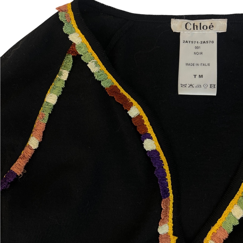 Chloe black V neck embroidered details top - Picture 5 of 7